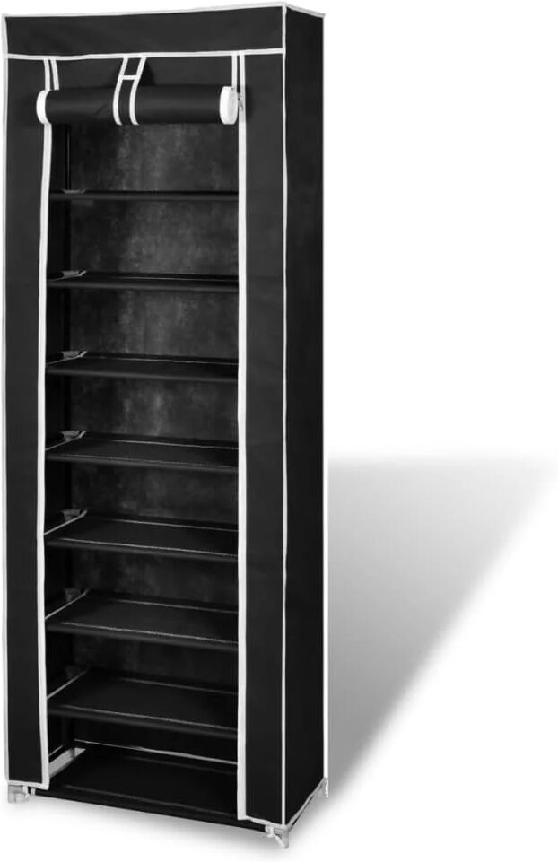 Unbranded Fabric Shoe Cabinet With Cover 162 x 57 x 29 Cm Black