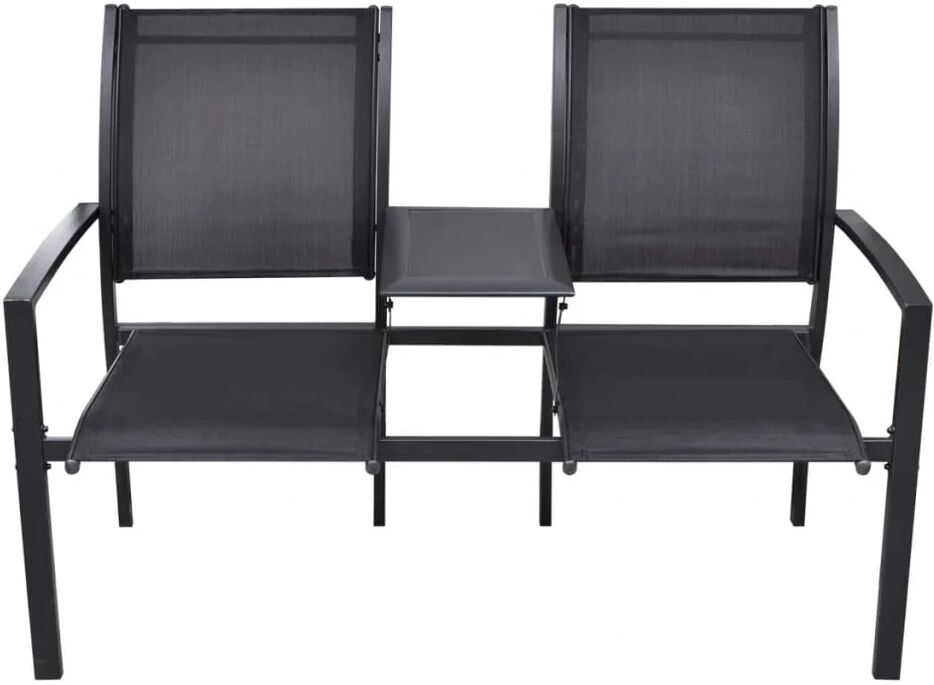 Unbranded Steel 2-Seat Chair Double Black Textilene