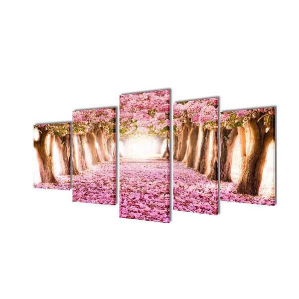 Unbranded Canvas Wall Print Set Cherry Blossom 200 x 100 Cm