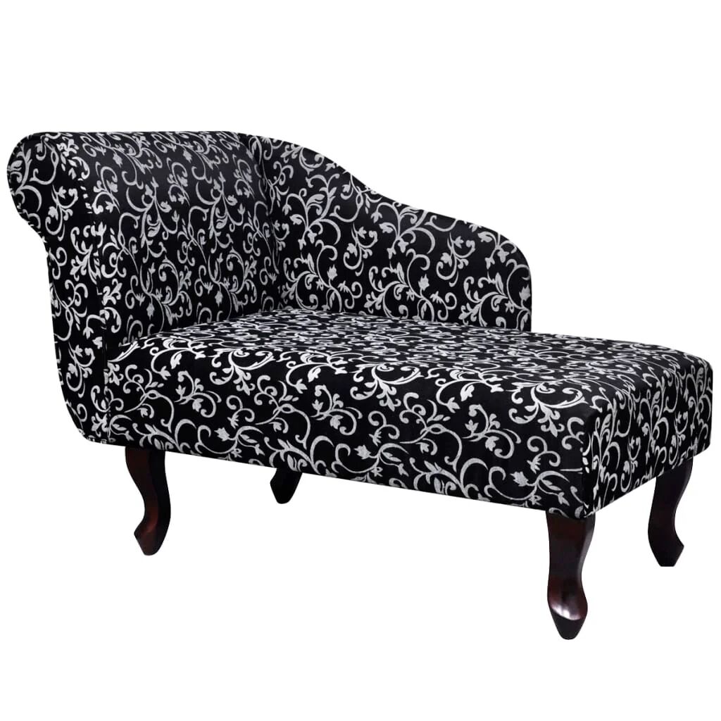 Unbranded Chaise Lounge With Floral Pattern Fabric Black