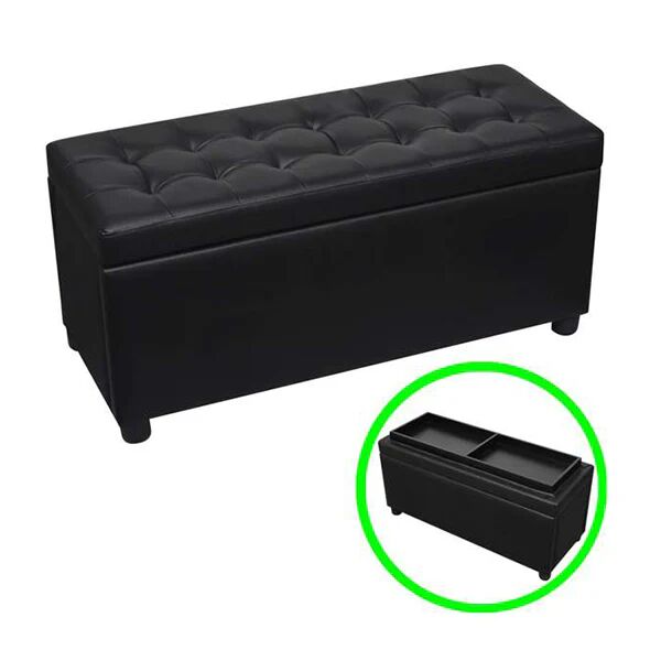 Unbranded Storage Ottoman Artificial Leather Black