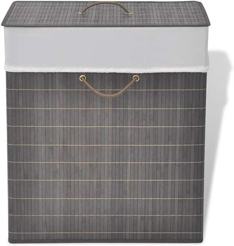 Unbranded Bamboo Laundry Bin Rectangular Dark Brown