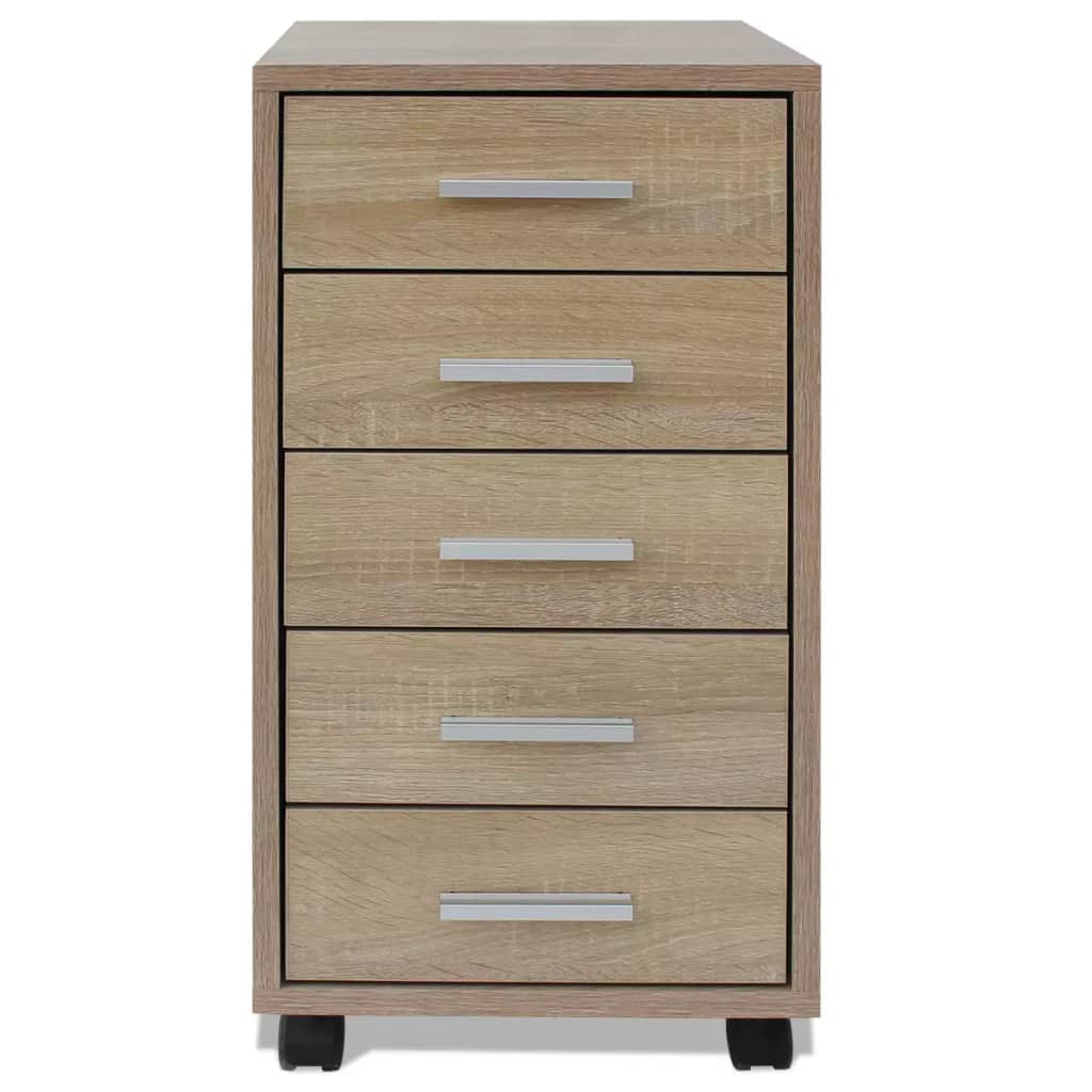 Unbranded Office Drawer Unit With Castors 5 Drawers Oak