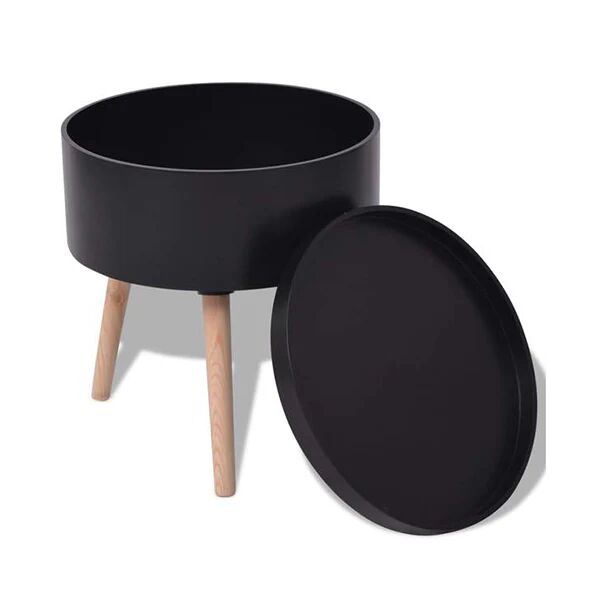 Unbranded Side Table With Serving Tray Round 39.5 x 44.5 Cm Black