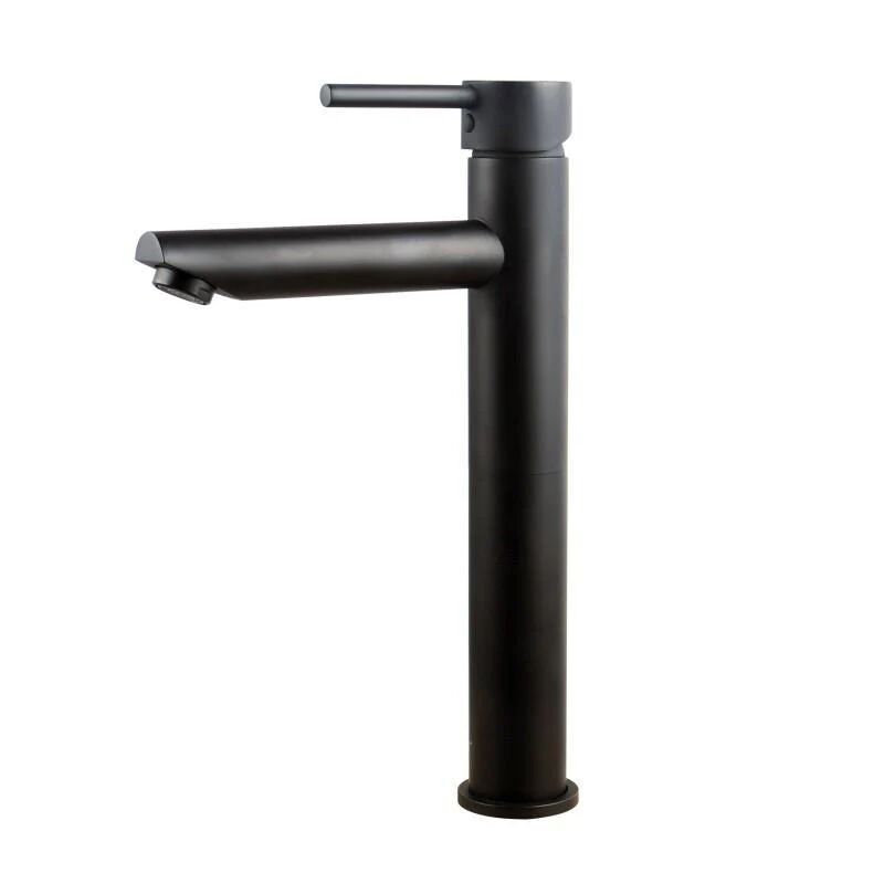 Unbranded Euro Nero Matte Black Round Tall Basin Mixer