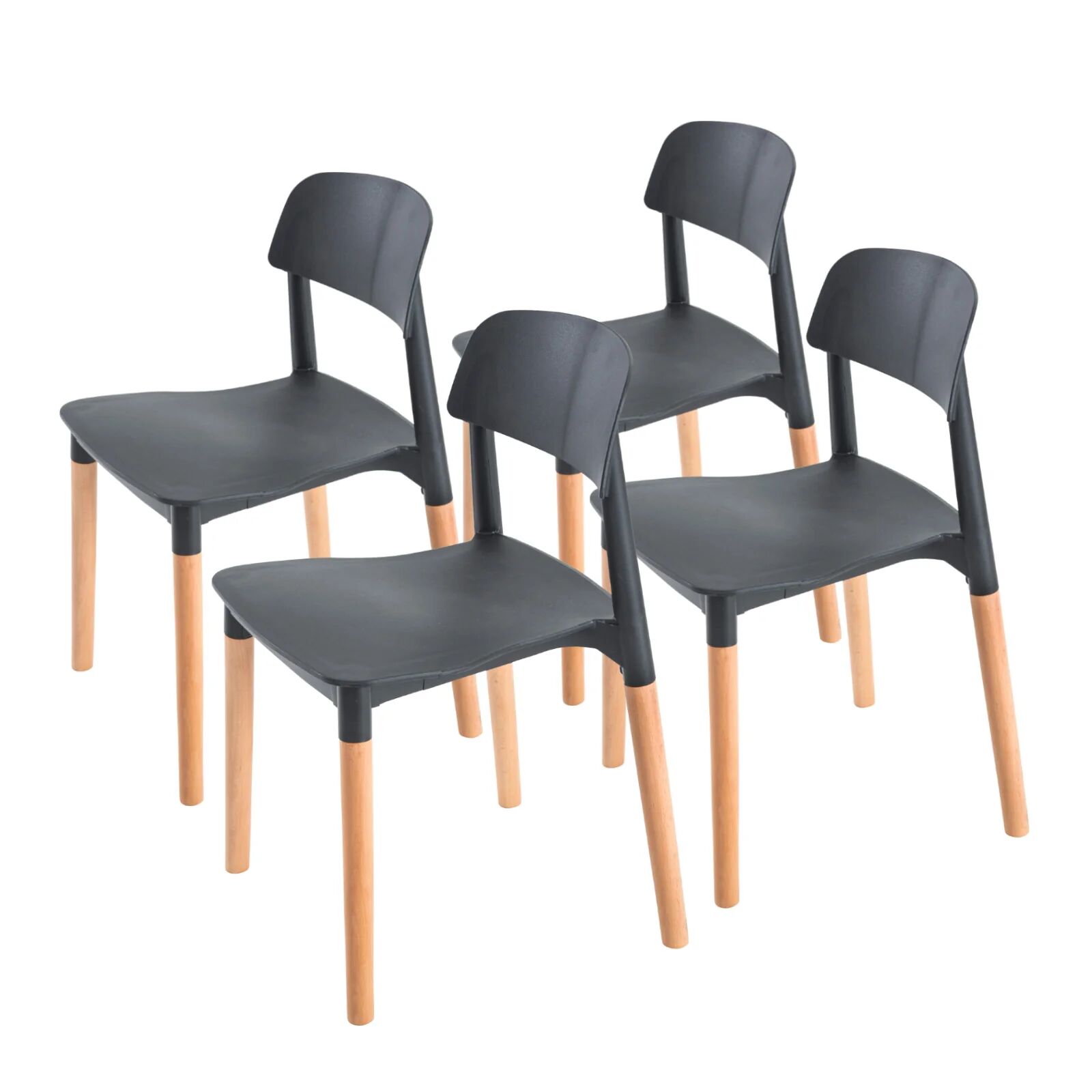 Unbranded Belloch Stackable Dining Chairs (4 Pcs) - Black