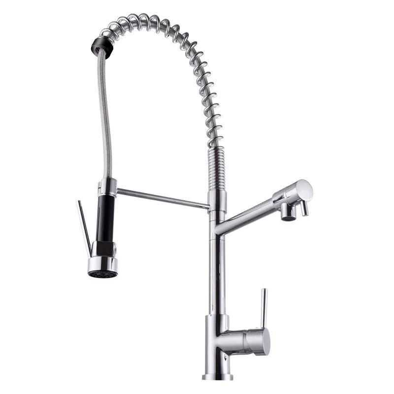 Unbranded Euro Round Chrome Kitchen Sink Pull Out Mixer Double Spout