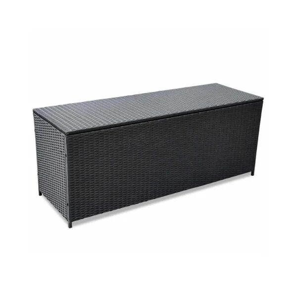 Unbranded Outdoor Storage Box Poly Rattan Black 150 x 50 x 60 Cm