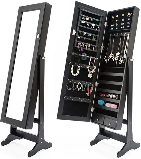 Unbranded 131Cm Mirror Jewellery Cabinet 2X Drawer Lowe Black