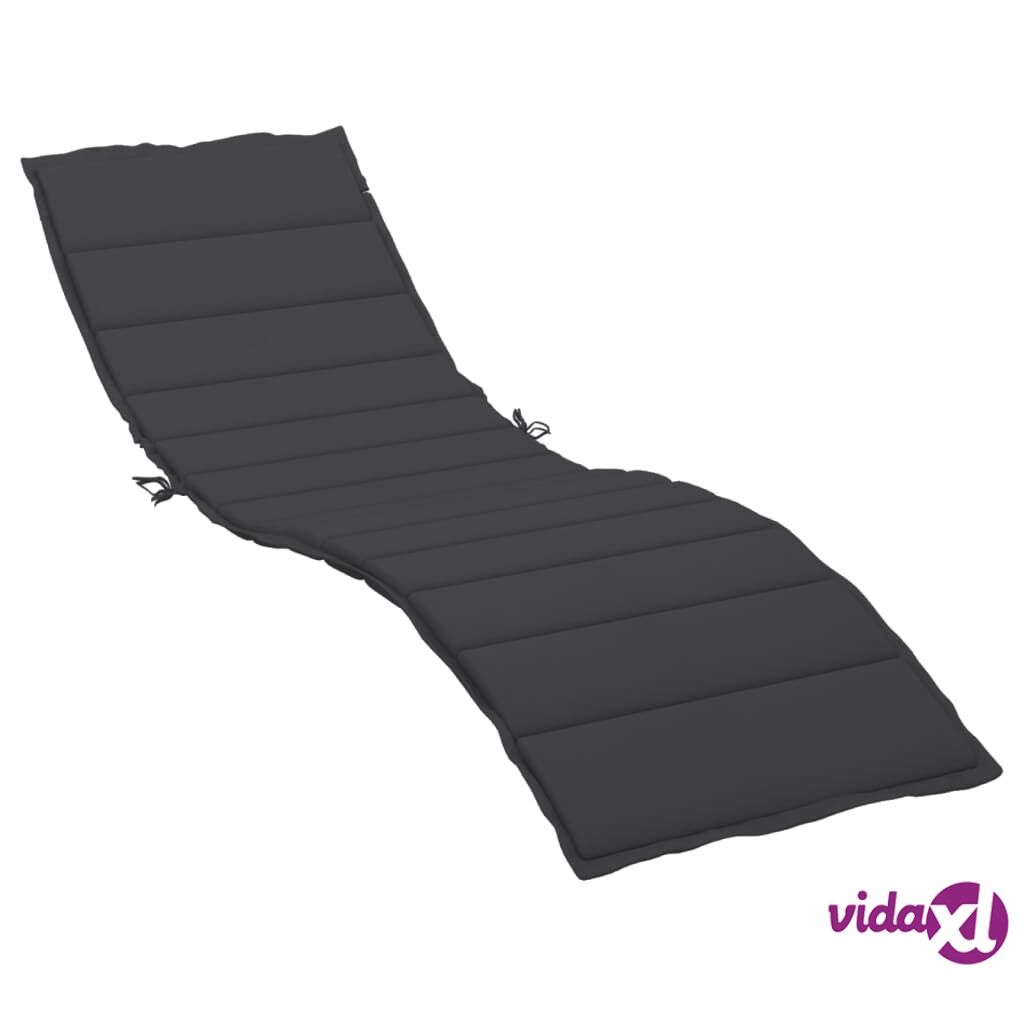 vidaXL Sun Lounger Cushion Black 200x50x3 cm Fabric