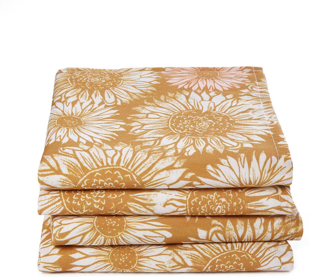 LA REDOUTE INTERIEURS Lot de 4 serviettes de table polycoton, Tournesol