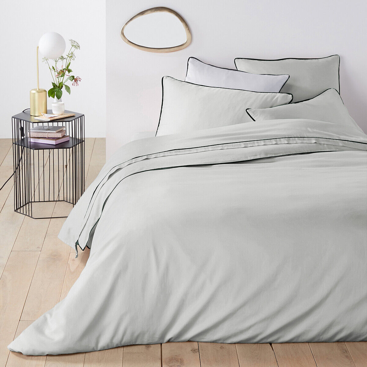 LA REDOUTE INTERIEURS Housse de couette satin de coton lavé, Pavone