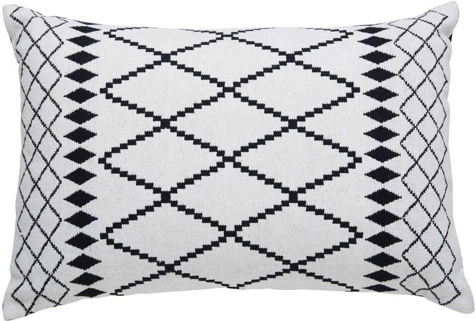 Maisons du Monde Coussin en coton blanc motifs noirs 40x60