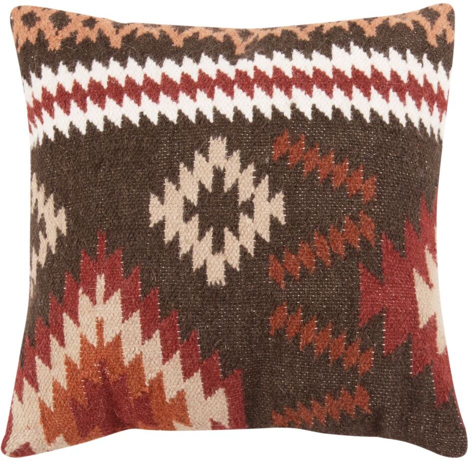 Maisons du Monde Coussin en coton et en laine motifs graphiques multicolores fait main 45x45