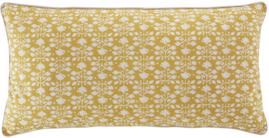 Maisons du Monde Coussin en coton jaune et écru motif végétal imprimé 40x80, OEKO-TEX®