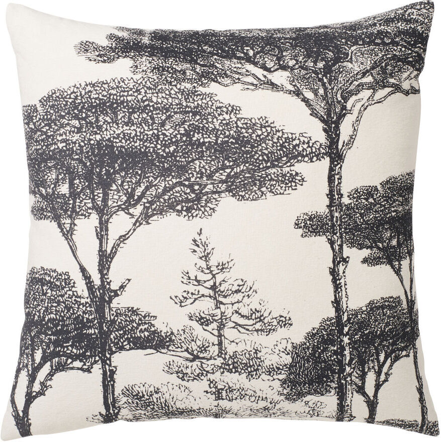 Maisons du Monde Coussin en coton lavé beige imprimé arbres bleus 45x45