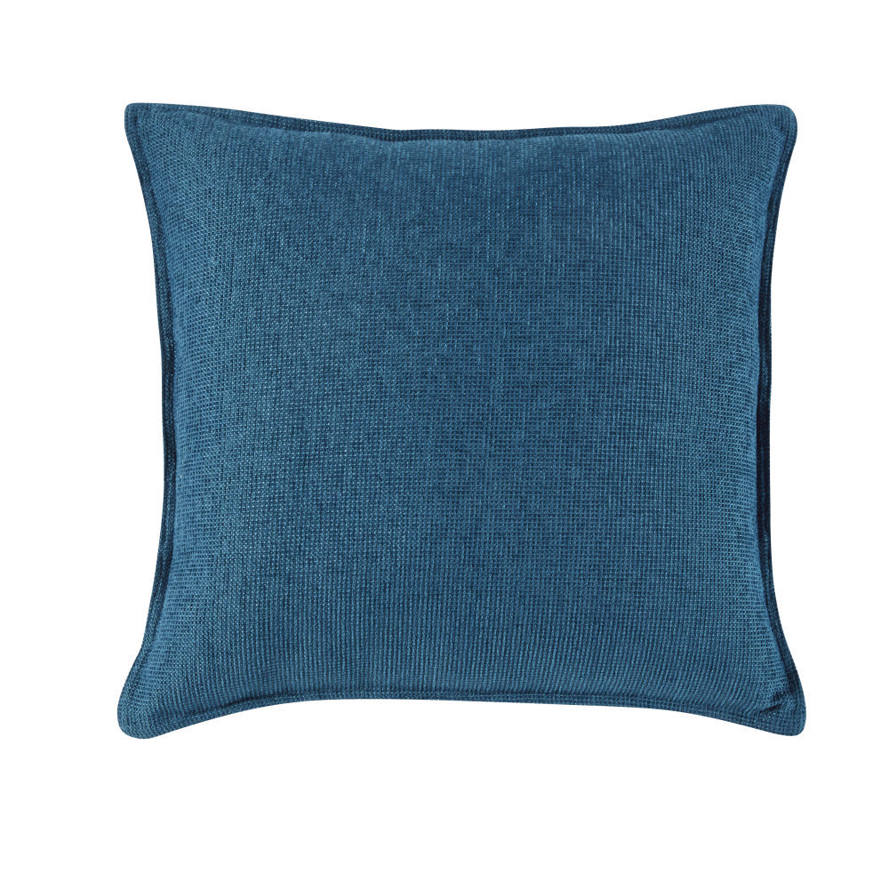 Maisons du Monde Coussin en velours bleu paon 60x60