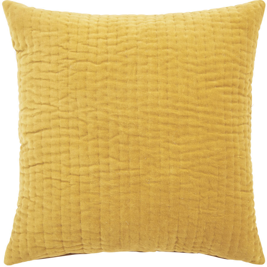 Maisons du Monde Coussin en velours de coton ocre motif surpiqué 60x60