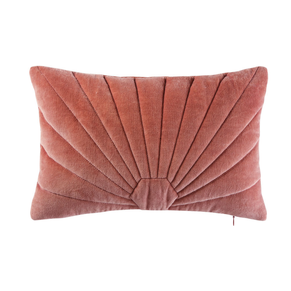 Maisons du Monde Coussin en velours surpiqué rose 25x40