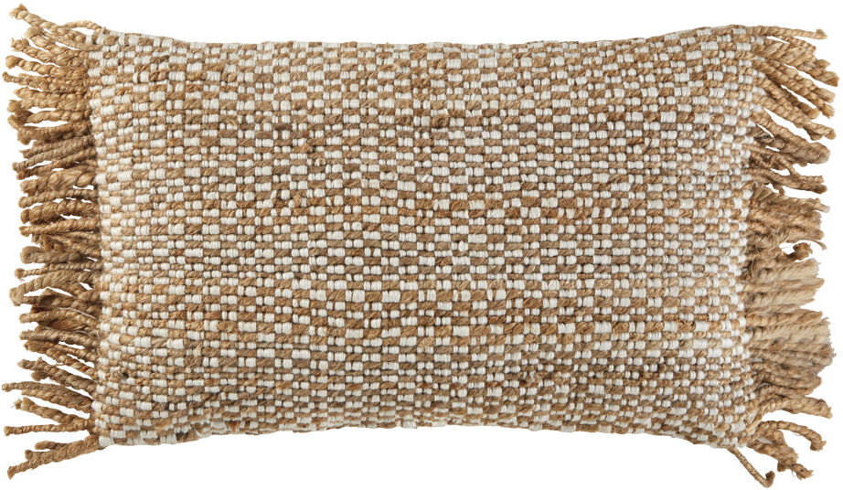 Maisons du Monde Coussin tissé beige avec franges 30x50