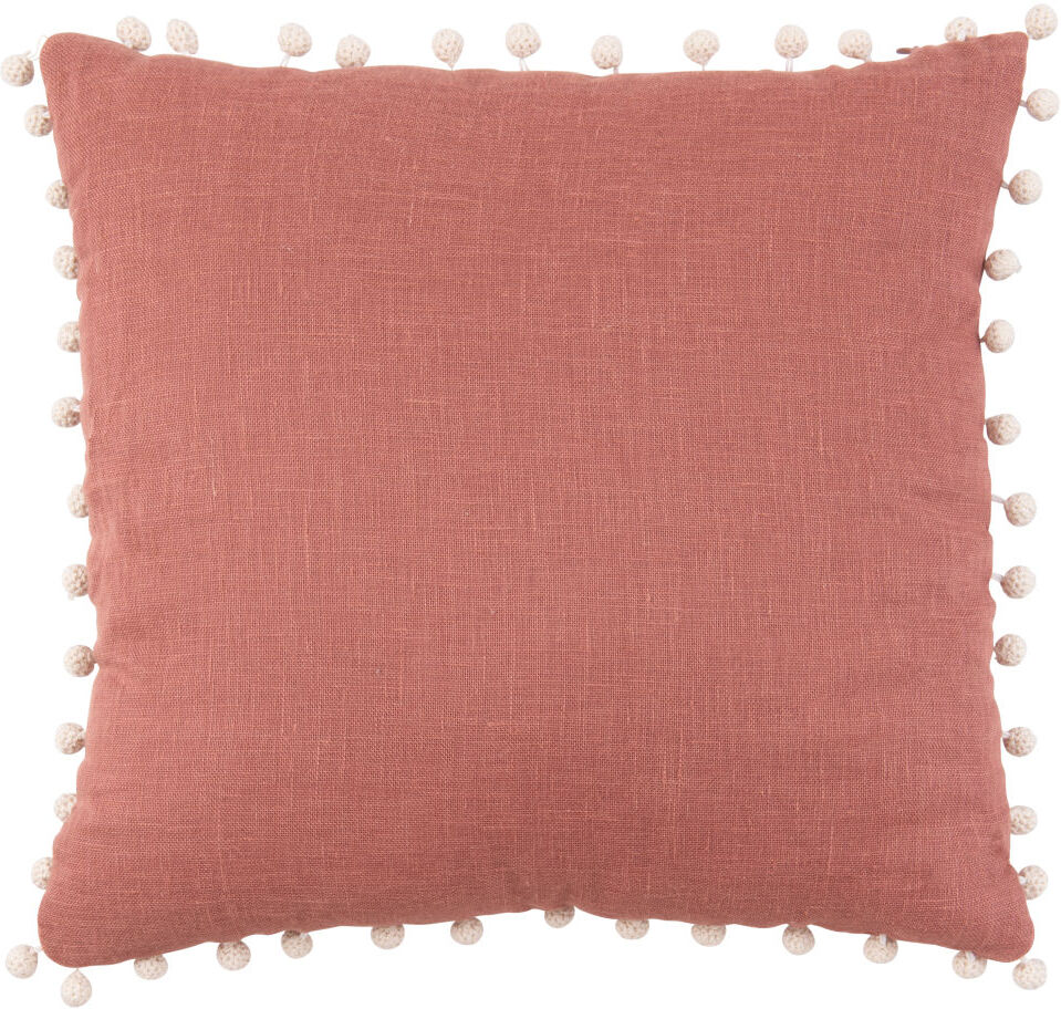 Maisons du Monde Housse de coussin en lin terracotta à pompons beige 40x40