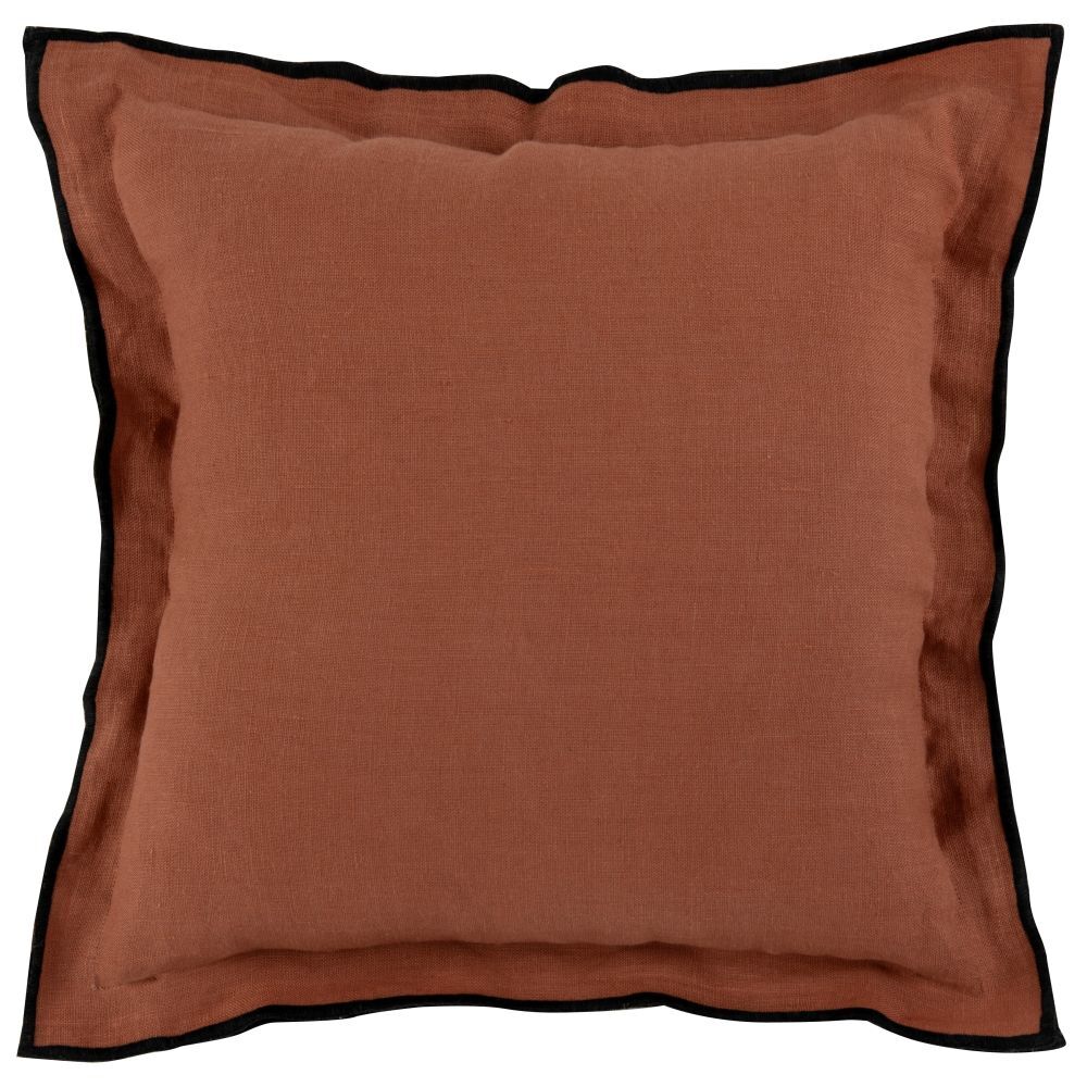 Maisons du Monde Housse de coussin en lin terracotta et noir, OEKO-TEX® 40x40