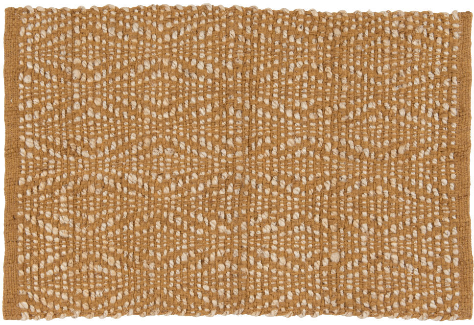 Maisons du Monde Tapis tissé fait main en jute et en coton à motifs graphiques jaune et blanc 60x90