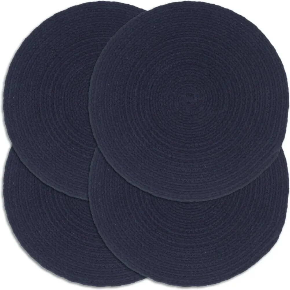 vidaXL Napperons 4 pcs Bleu marine Plain 38 cm Rond Coton