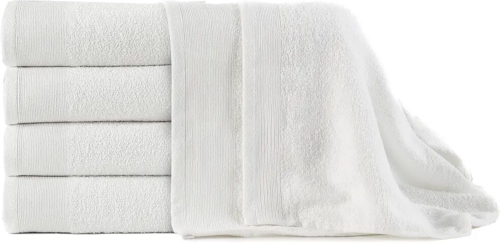 vidaXL Serviettes de bain 5 pcs Coton 450 g/m² 100x150 cm Blanc