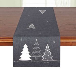 Delindo Lifestyle Tischläufer »Tannenbaum«, (1 St.), Glattes Gewebe, bestickt anthrazit  B/L: 40 cm x 140 cm