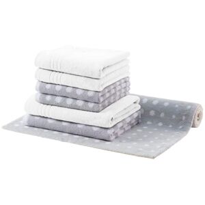 Egeria Handtuch Set »DOT«, (7 St.), mit passender Badematte 70x120 cm im... grey