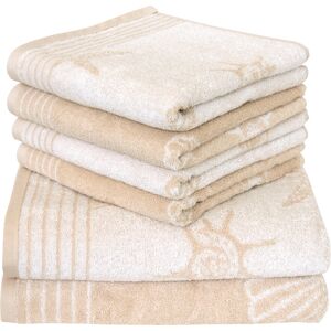 Dyckhoff Handtuch Set »Seashell«, (Set, 6 St., 2 Badetücher (70x140 cm)-4... beige