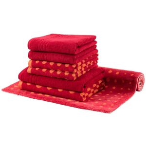 Egeria Handtuch Set »DOT«, (7 St.), mit passender Badematte 70x120 cm im... red