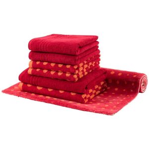 Egeria Handtuch Set »DOT«, (Set, 7 St., 4 Handtücher 50x100 cm-2 Duschtücher... red