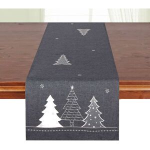 Delindo Lifestyle Tischläufer »Tannenbaum«, (1 St.), Glattes Gewebe, bestickt anthrazit Größe B/L: 40 cm x 140 cm