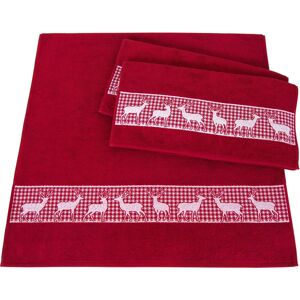 Dyckhoff Handtuch Set »Hirschparade«, (Set, 3 St., 2 Handtücher (50x100 cm)-1... granat Größe