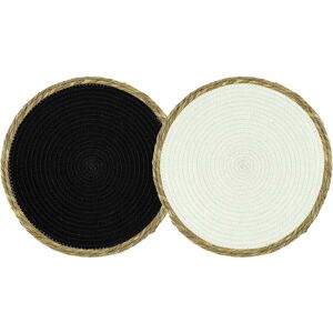 NOOR LIVING Platzset »Platzmatte mit Seegrasumrandung«, (Set, 2 St.), in 2... creme/schwarz/natur Größe