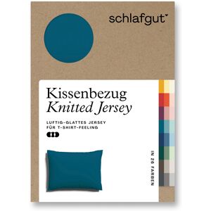 Schlafgut Kissenbezug »Knitted Jersey aus Bio-Baumwolle mit Elasthan,... Petrol Deep Größe B/L: 70 cm x 90 cm