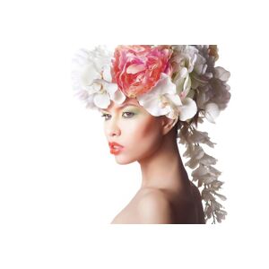 queence Acrylglasbild »Frau mit Blumenhut« rosa Größe