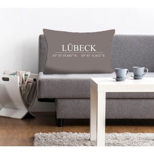 queence Dekokissen »Lübeck«, mit Schriftzug, Kissenhülle ohne Füllung, 1 Stück grau + bedruckt Größe B/L: 40 cm x 60 cm
