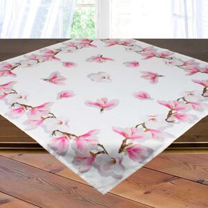 Delindo Lifestyle Mitteldecke »Magnolien«, Glattes Gewebe, bedruckt weiss Größe B/L: 85 cm x 85 cm