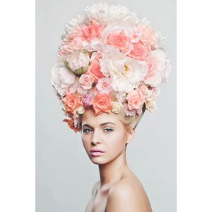 queence Acrylglasbild »Frau mit Blumenhut« rosa Größe