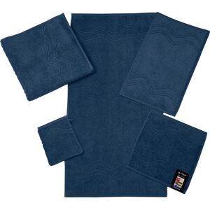 ROSS Waschhandschuh »Cashmere feeling«, (6 St.), mit Wellen-Bordüre nachtblau Größe
