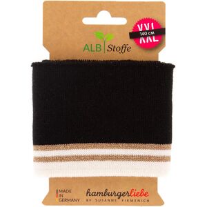 ALB Stoffe Albstoffe Bio-Strickbündchen Cuff Me Glam mit Glitzer, schwarz-color, 1,4 m - Size: 1,4 m