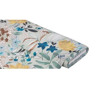 buttinette Baumwoll-Canvas mit Blumen Carla, mint-color - Size: 140 cm