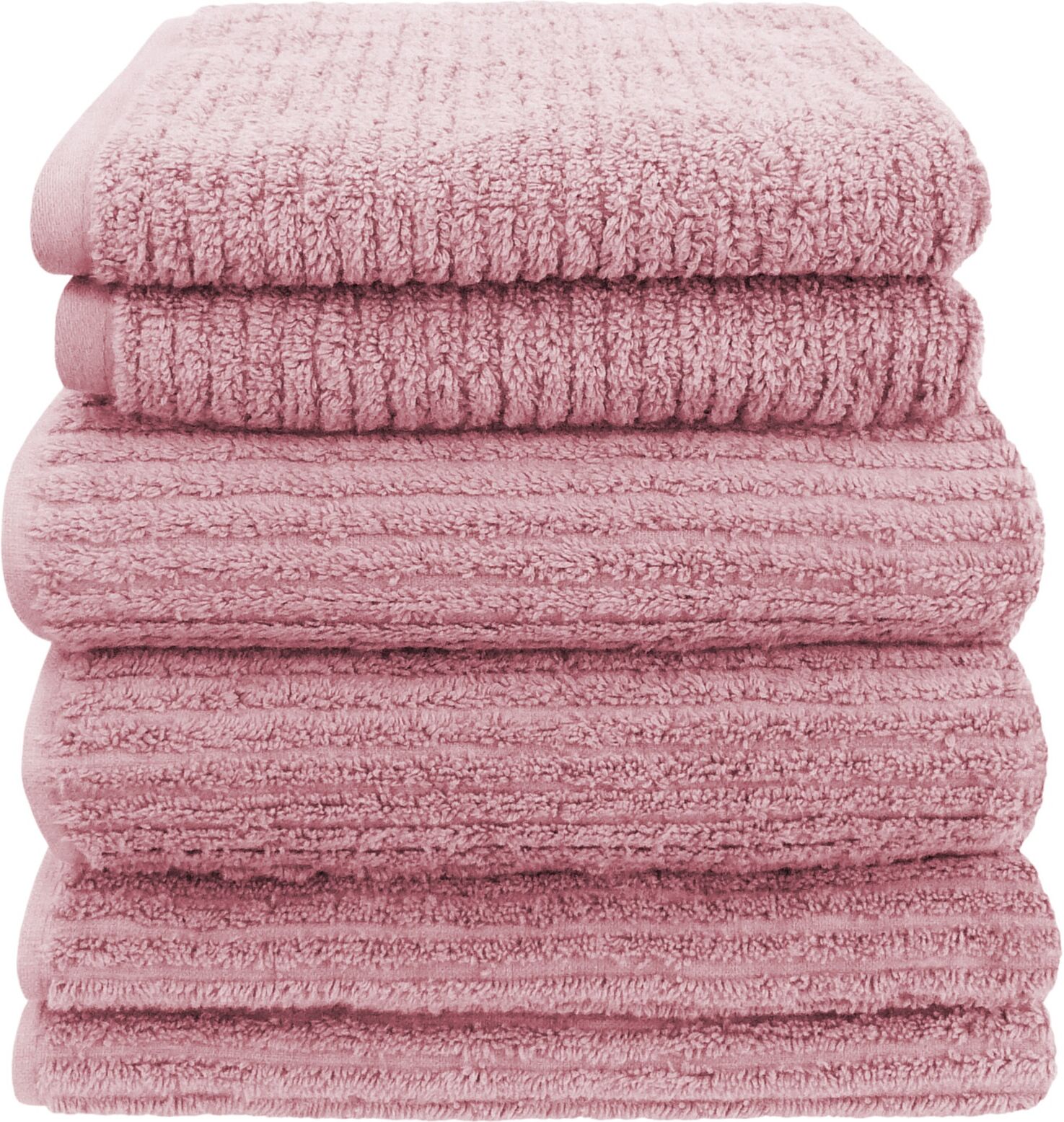 HOME FASHION Handtuch Set »Rippfrottier UNI«, 6 tlg., Frottier rosa