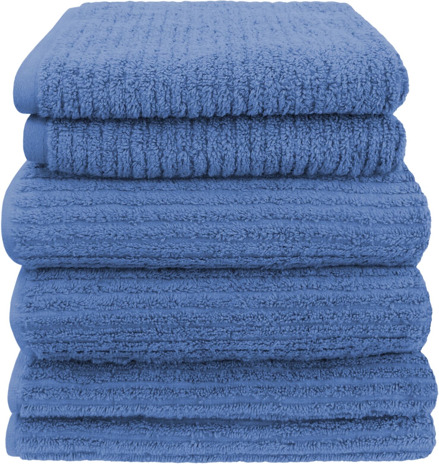 HOME FASHION Handtuch Set »Rippfrottier UNI«, 6 tlg., Frottier blau