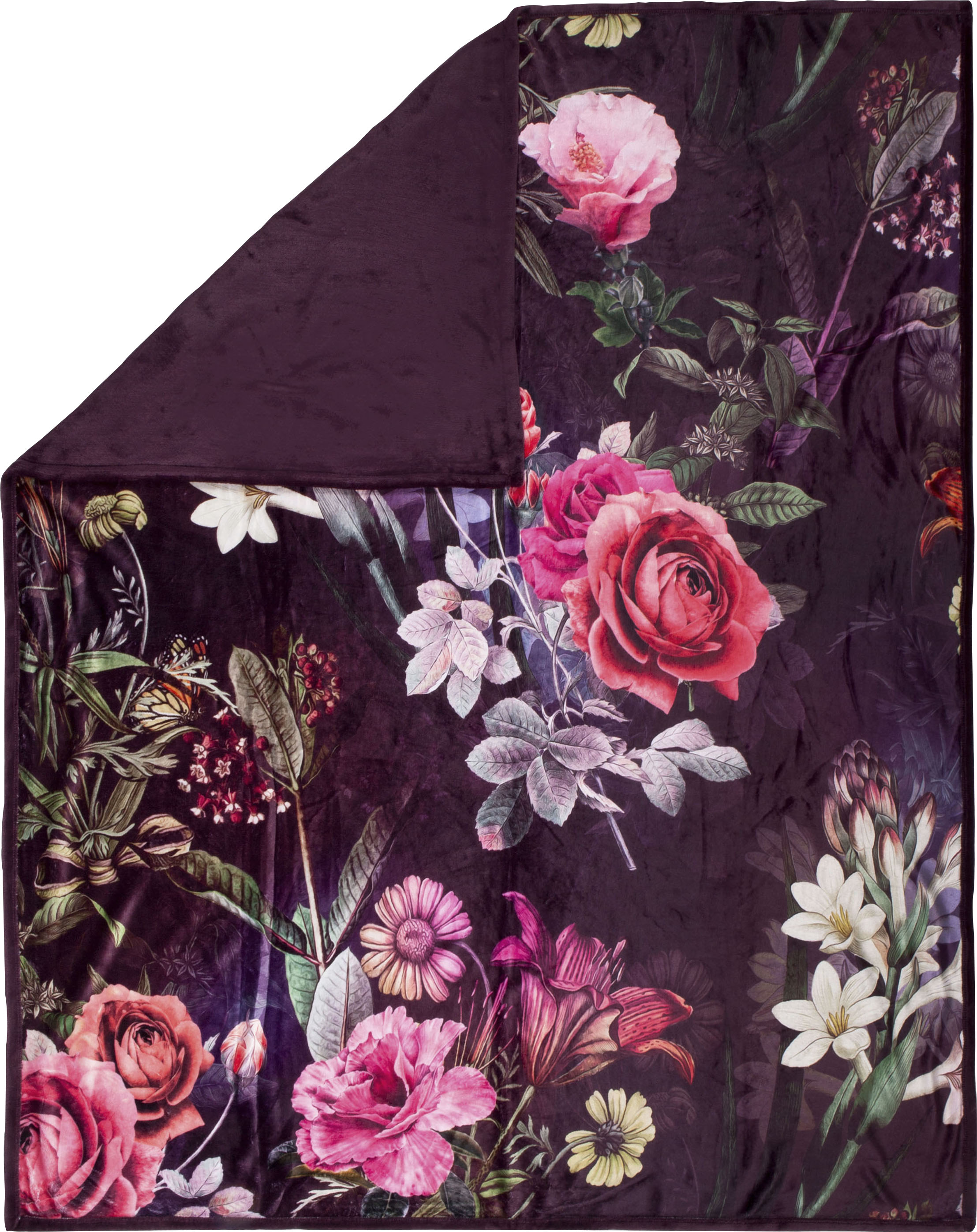 Descanso Plaid »Simone«, mit Blumen rot  130x160 cm