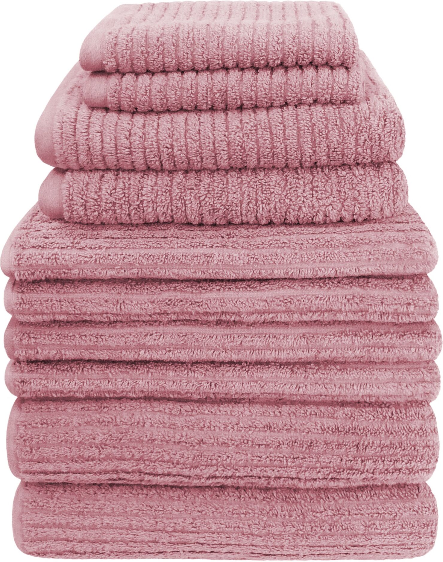 HOME FASHION Handtuch Set »Rippfrottier UNI«, 10 tlg., Frottier rosa