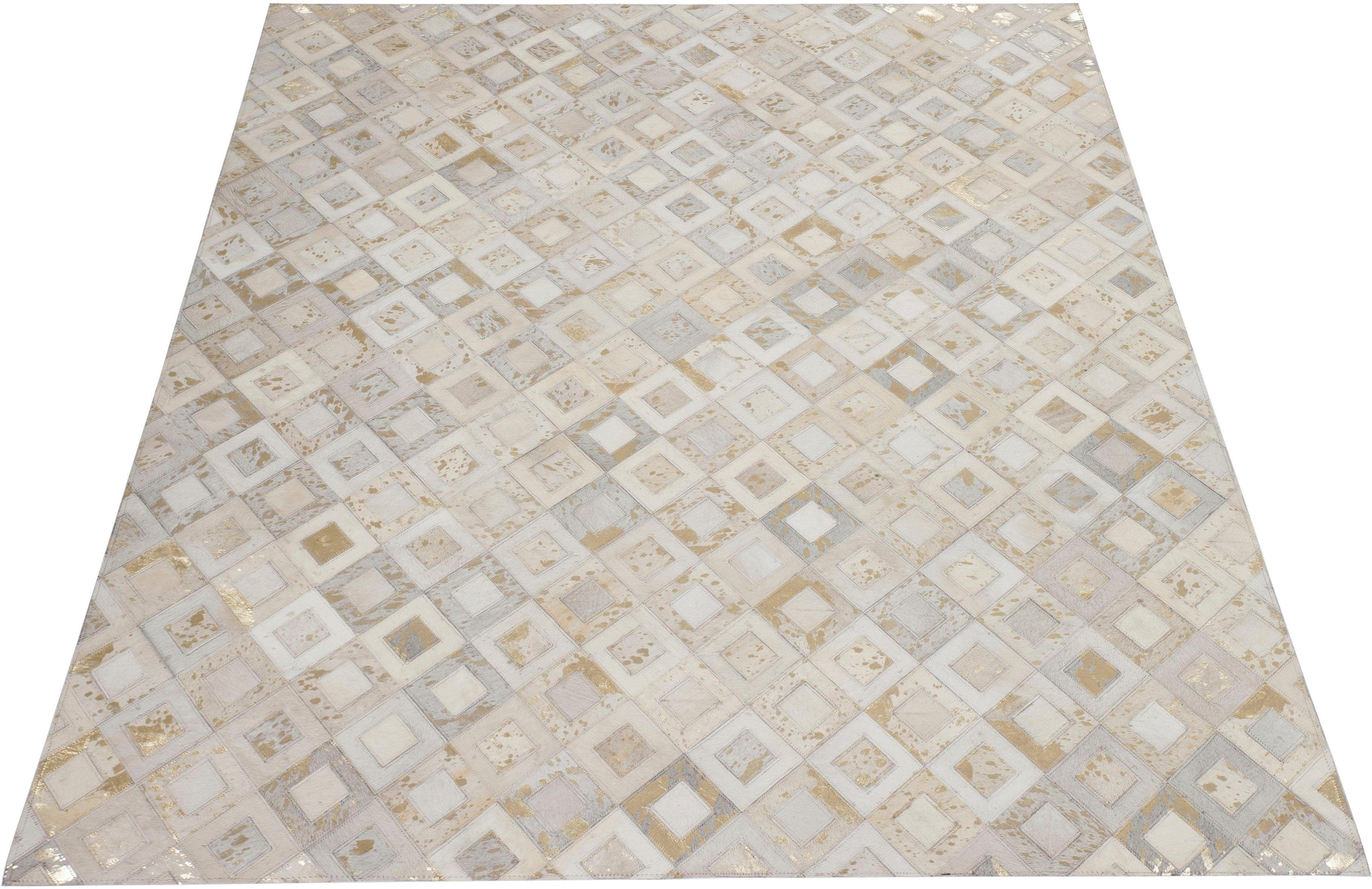DELAVITA Lederteppich »Arno«, rechteckig, 8 mm Höhe, jeder Teppich-ein... beige Größe 120x170 cm 160x230 cm 80x150 cm